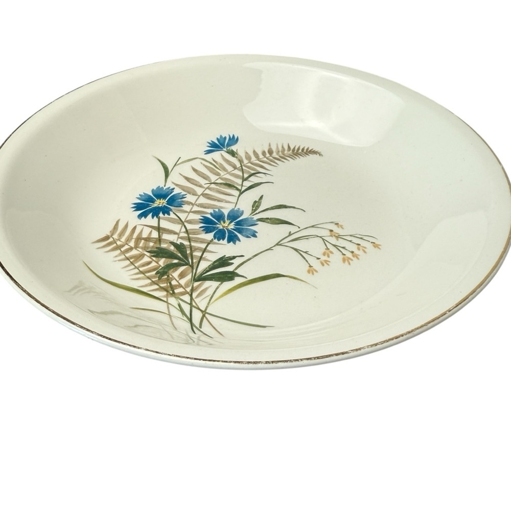Paden City Pottery Bluebell Bowl /Dinner Plate USA Oven Proof 8” Wildflower MCM - Picture 8 of 16